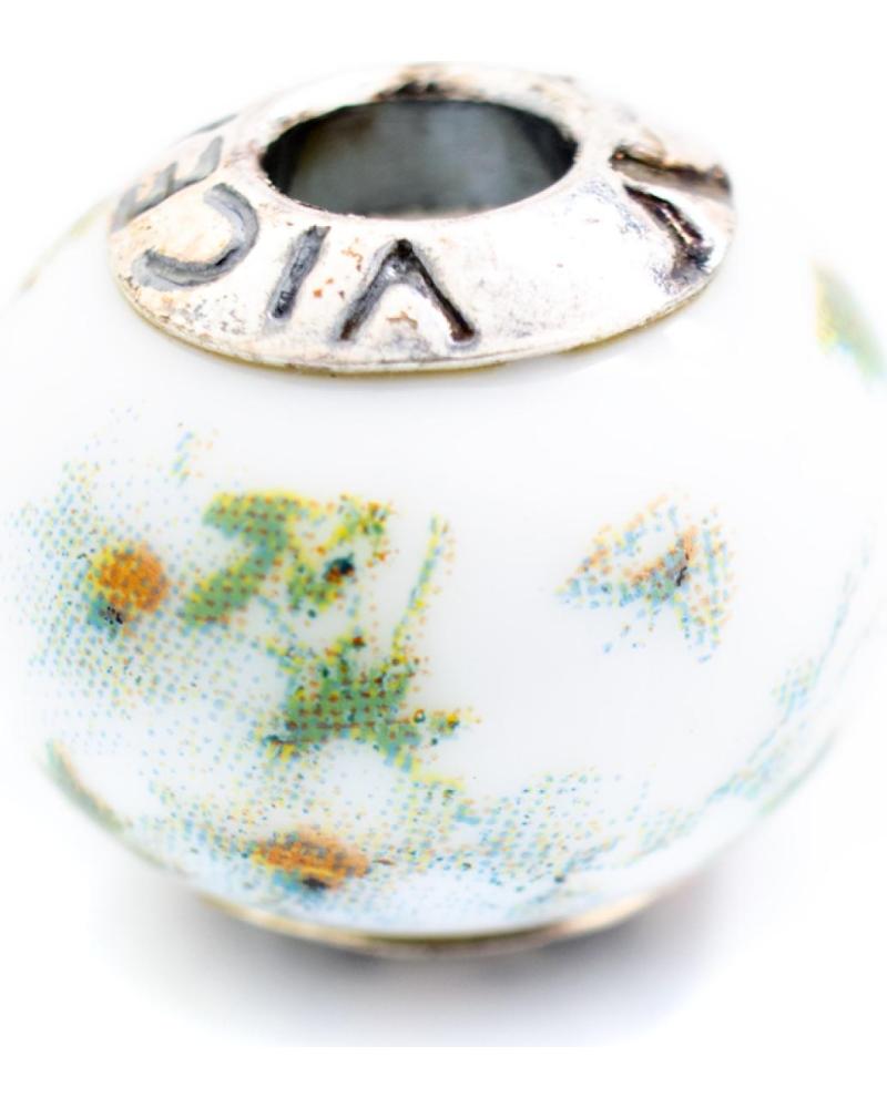 ABALORIO VICEROY VMB0013-20 DE MURANO BLANCO CON FLORES Y PLATA