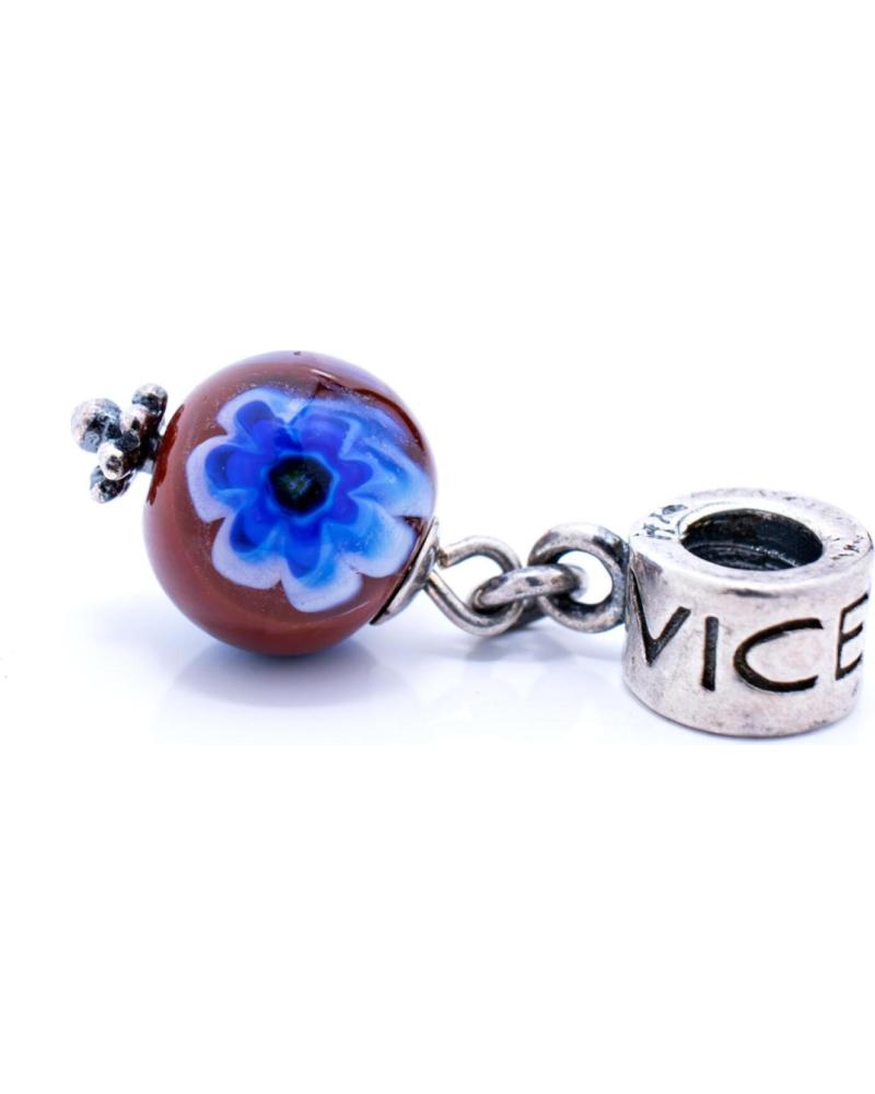 ABALORIO VICEROY VMB0034-24 CON FLOR AZUL Y DETALLE GRABADO