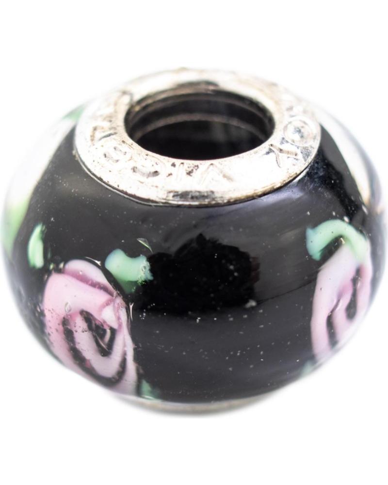 ABALORIO VICEROY VMM0118-25 DE VIDRIO NEGRO CON ROSAS