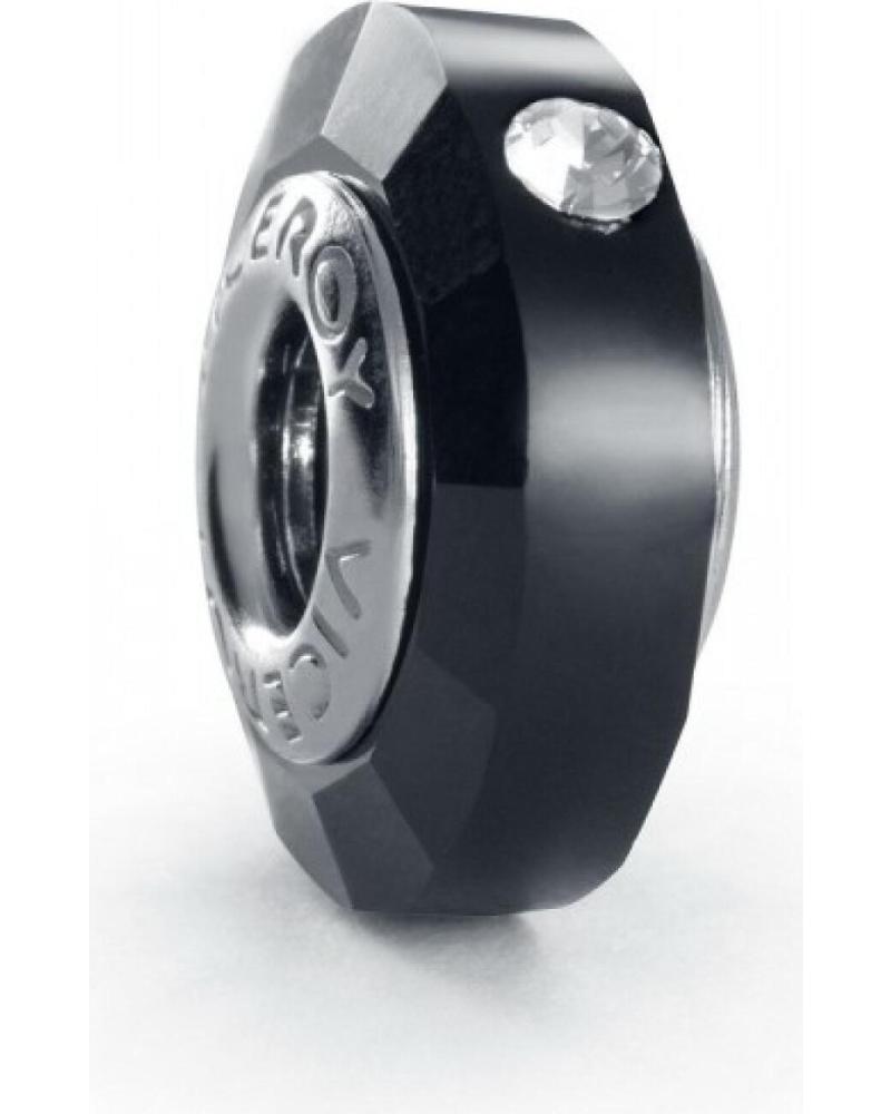 CHARM ABALORIO VICEROY VMM0132-05 DE PLATA DE LEY FACETADO NEGRO PLATA DE LEY