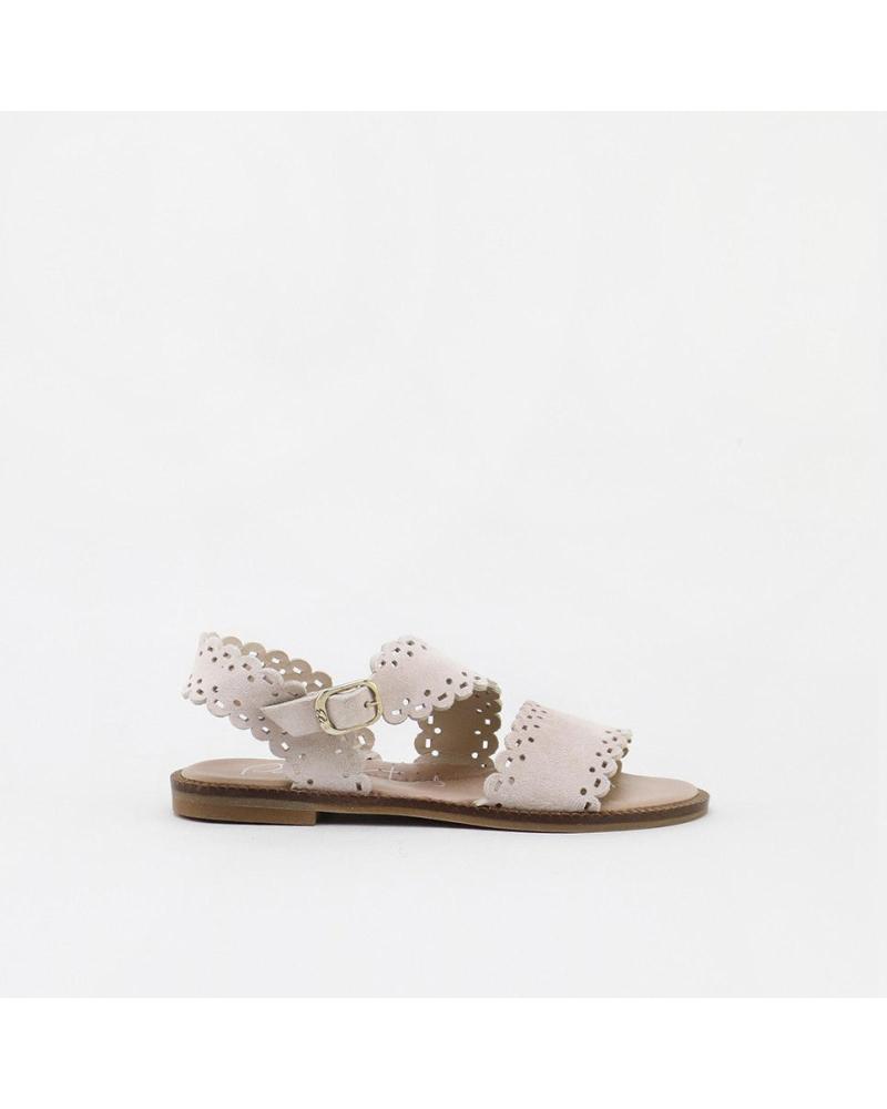 SANDALIAS ELI '1957' ROSA DE ANTE CON BORDE FESTONEADO ROSA