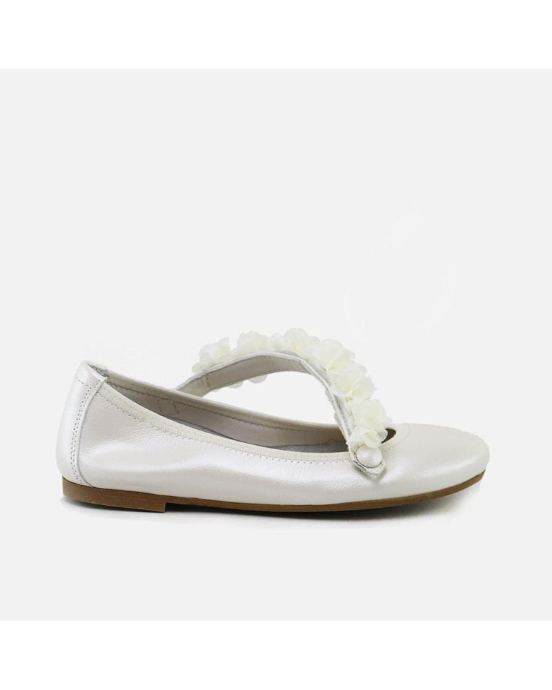 ELI 1957 - BAILARINAS CON TIRA CRUZADA Y FLORES BEIGE NATURAL NATURAL