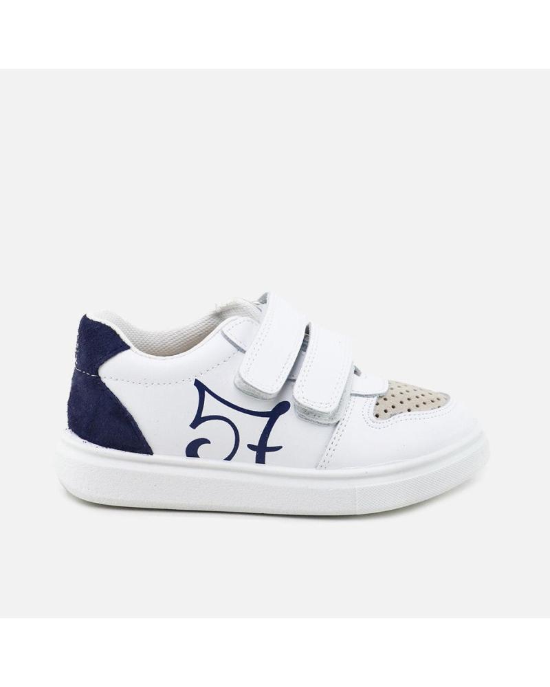 ZAPATILLAS URBANAS ELI 57 AZUL BASIC 1957 BLANCAS CON DETALLES AZULES BLANCO