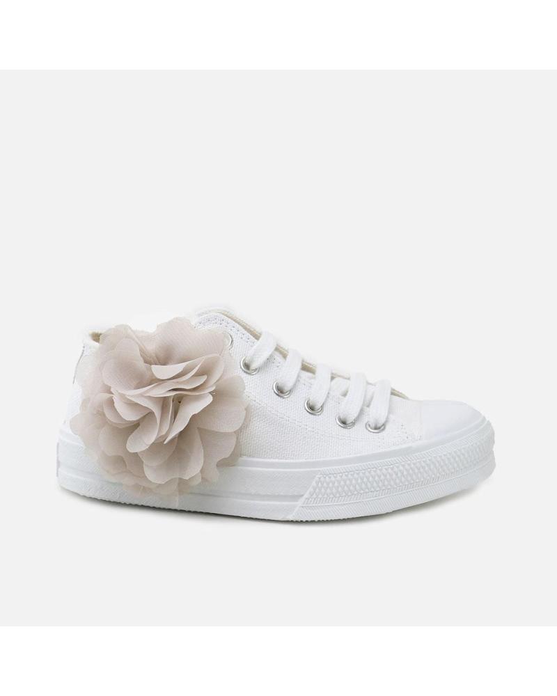 ZAPATILLAS LONA ELI URBAN57 1957 BLANCAS CON FLOR DECORATIVA BLANCO