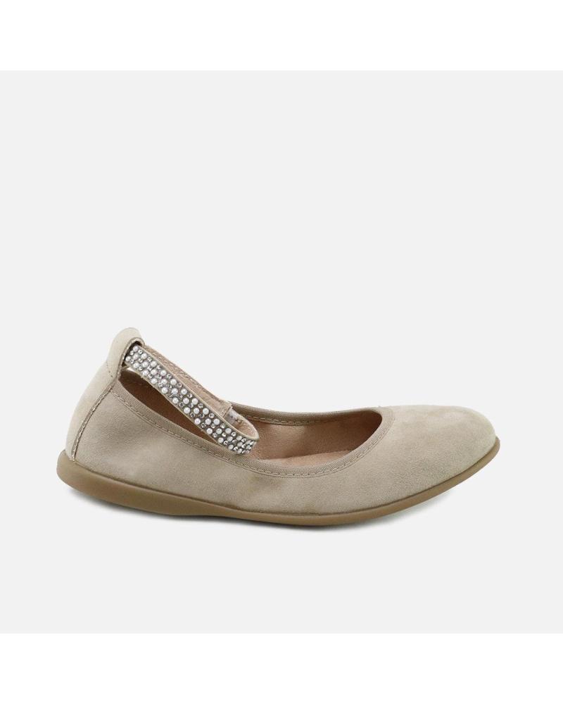 ELI BAILARINAS BASIC 1957 DE ANTE TAUPE CON DETALLE DE PERLAS TOPO