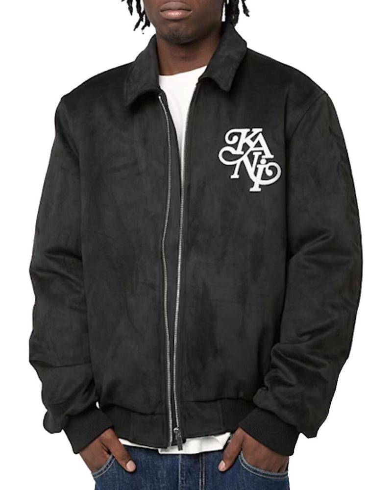CHAQUETA BOMBER KARL KANI SIGNATURE OS FAUX SUEDE NEGRA NAN