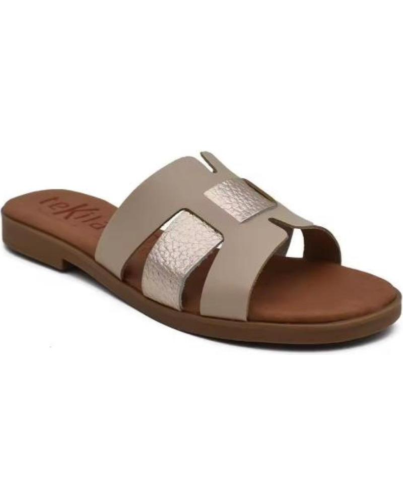 SANDALIAS PLANAS TEKILA PALA DETALLE METÁLICO PIEL BEIGE BEIGE