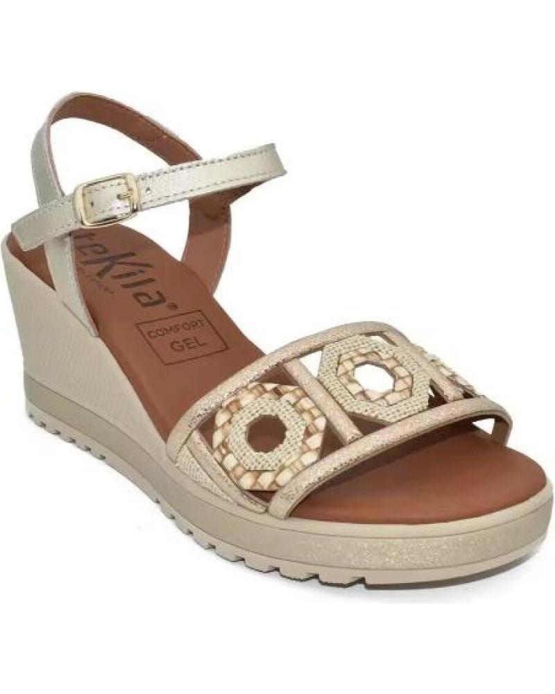 TEKILA SANDALIAS DE CUÑA CON PLANTILLA DE GEL Y DETALLES PLATEADOS PLATEADO