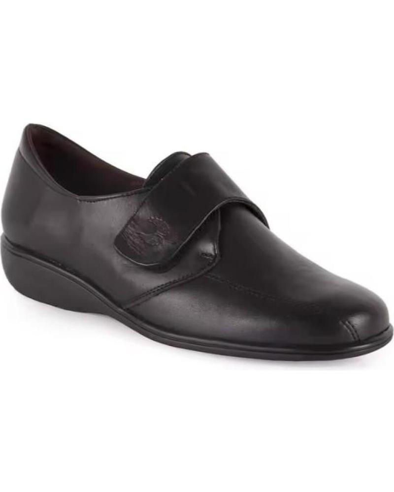 PIE DE ANGEL ZAPATOS DE PIEL CON VELCRO CÓMODOS Y LIGEROS NEGRO