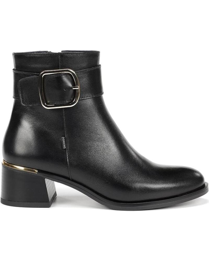 BOTÍN DORKING KIM D0973 DE PIEL CON HEBILLA Y TACÓN NEGRO