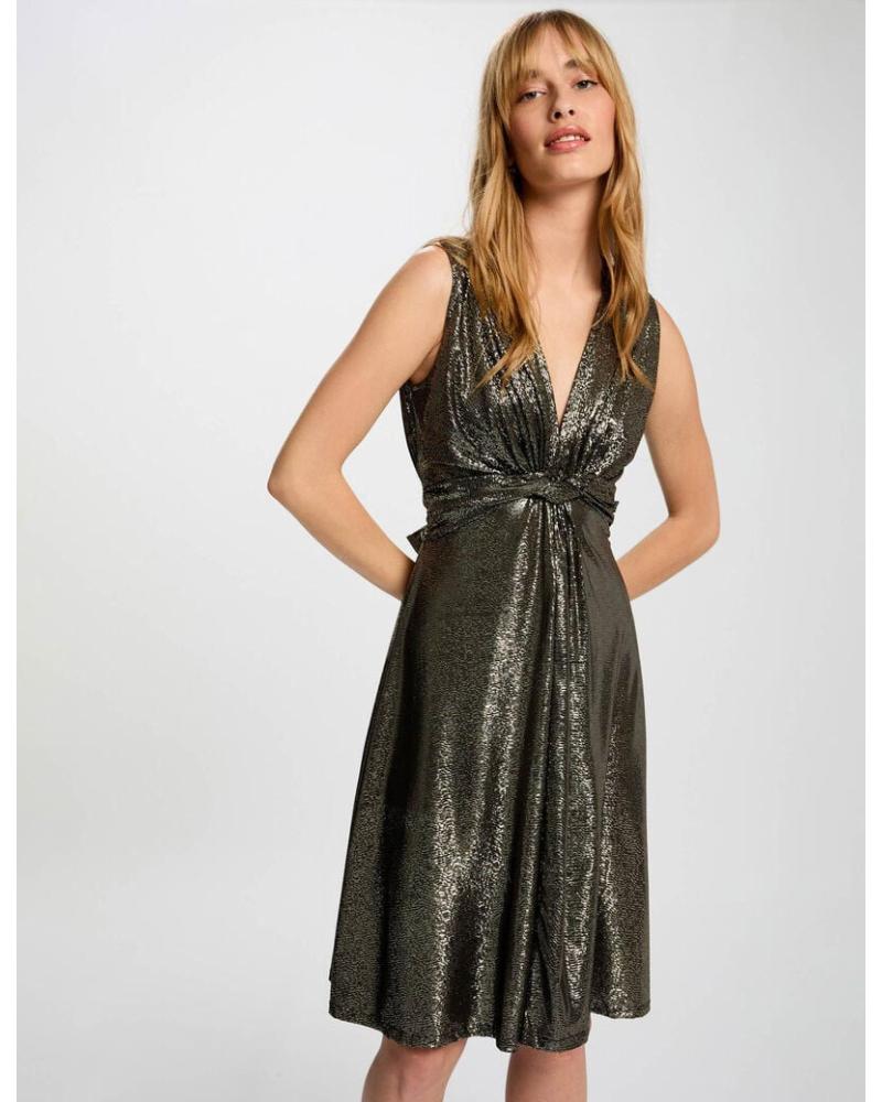 MORGAN VESTIDO MIDI 252-RCRIVA DORADO BRILLO DORADO