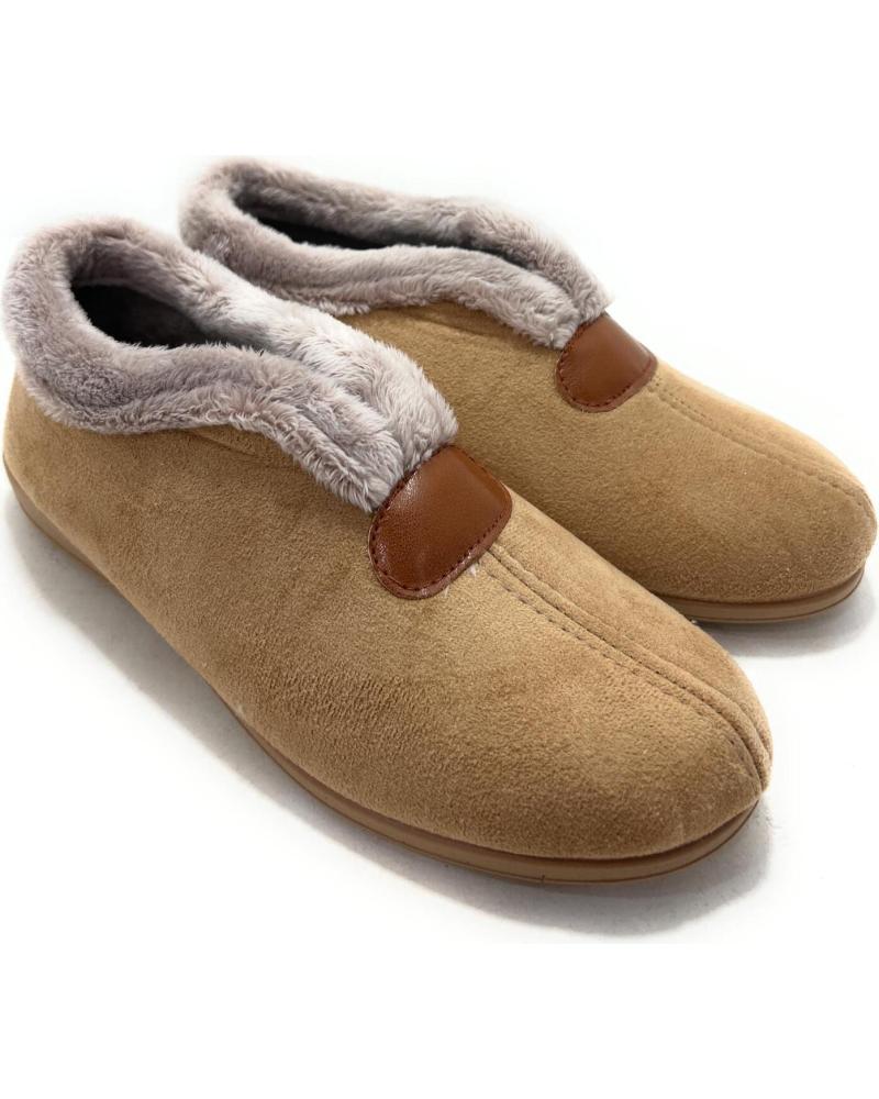 ALCALDE ZAPATILLAS DE CASA CERRADAS MARRÓN CON CUELLO DE PELO MARRóN