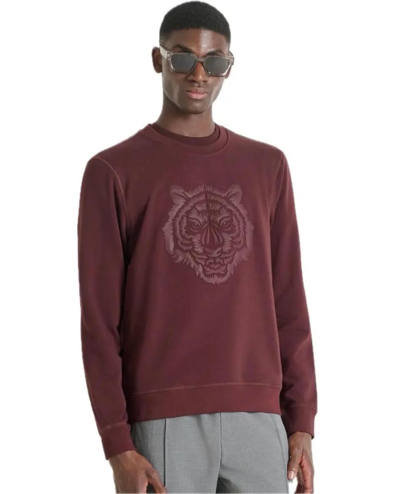 SUDADERA ANTONY MORATO MMFL01088 ALGODÓN SOSTENIBLE ESTAMPADO TIGRE GRANATE