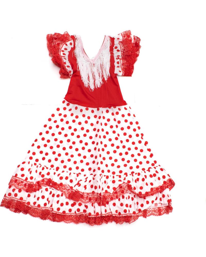 VESTIDO FLAMENCO FLAMENCO VS-ROBL-LR8 PARA NIÑA CON LUNARES Y VOLANTES ROJOS