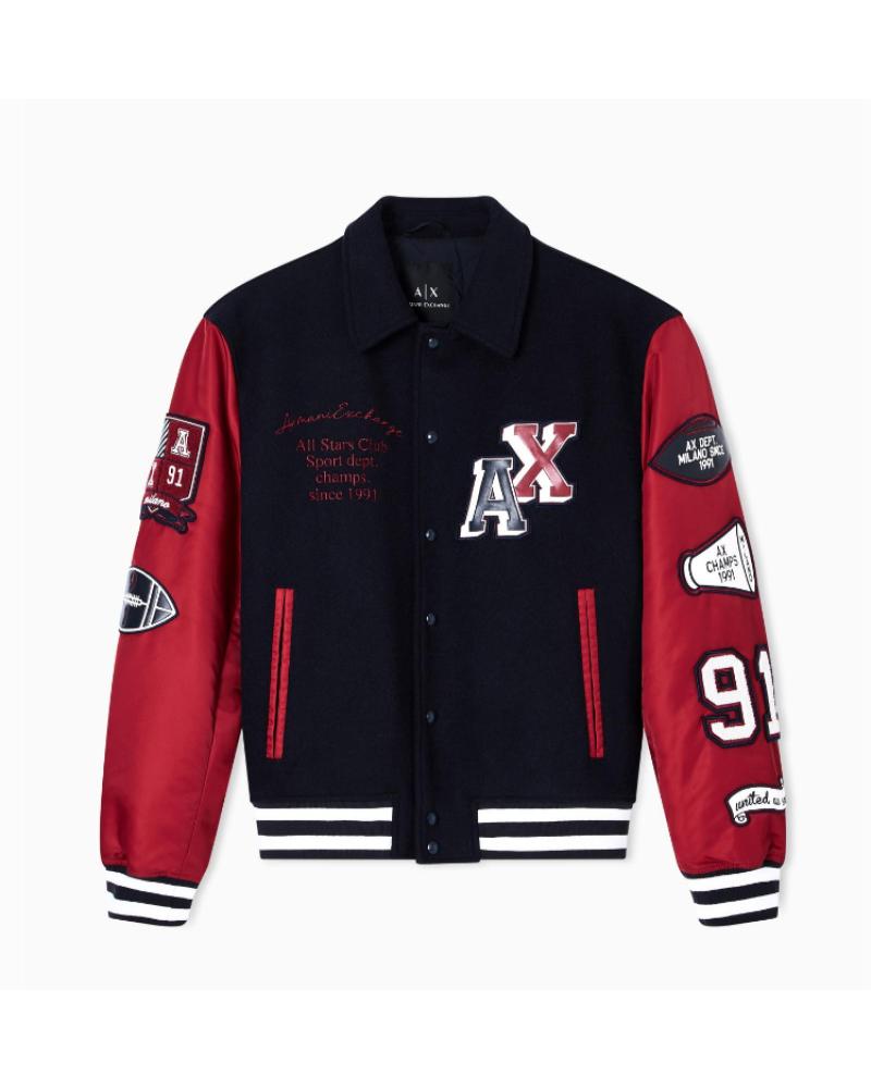 ARMANI EXCHANGE CHAQUETA BOMBER AX ESTILO UNIVERSITARIO XM001106AF16601 AZUL AZUL