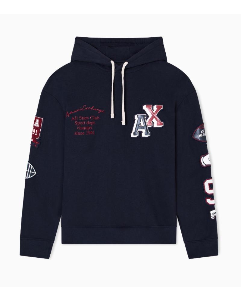 ARMANI EXCHANGE SUDADERA CON CAPUCHA Y PARCHES XM000749AF12656 GRANATE VARIOS COLORES