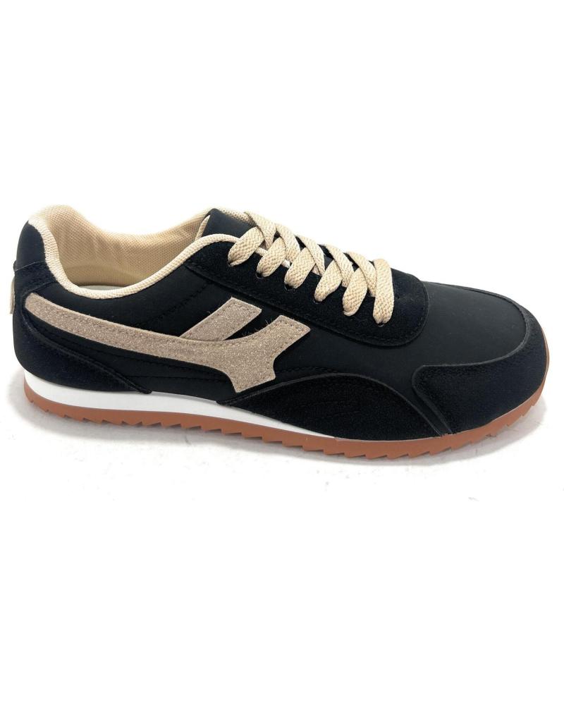 ZAPATILLAS CASUAL CHIC VISION MUJER DEPORTIVAS CON CORDÓN Y PISO FINO NEGRO