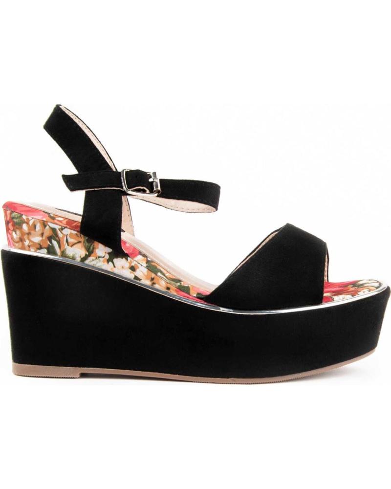 MONTEVITA SOLEM SANDALIAS DE CUÑA CON ESTAMPADO FLORAL BLACK