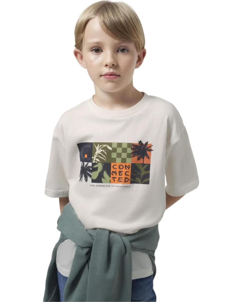 CAMISETA MAYORAL MANGA CORTA PARA NIÑO, ESTAMPADO GEOMÉTRICO, MODELO 6038, BEIGE BEIGE