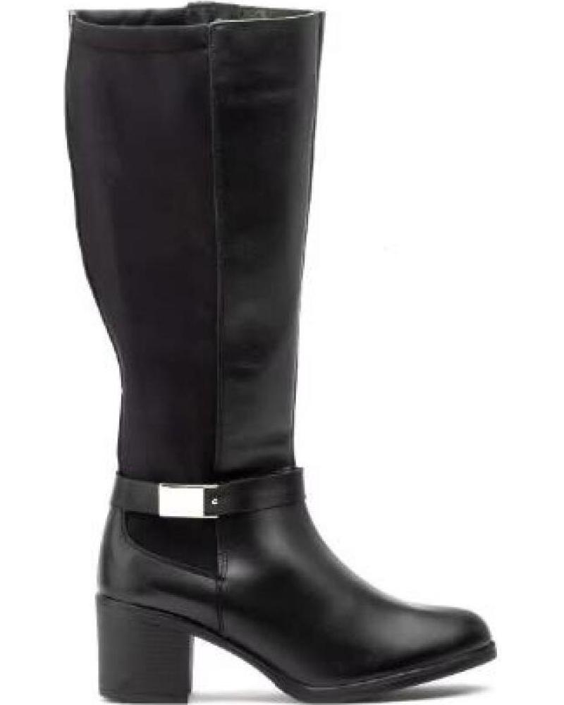 BOTAS ALTAS DE PIEL CON TACÓN MEDIO PARA MUJER IBERICO SHOES NEGRO NEGRO