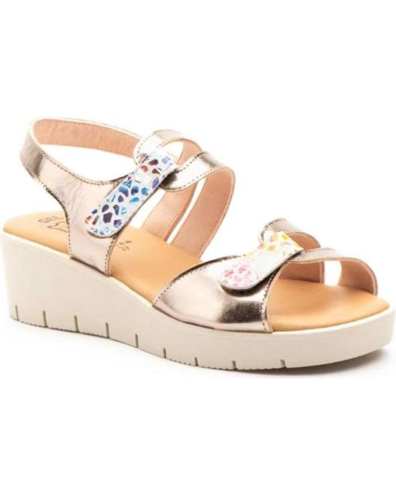 SANDALIA DE CUÑA CON VELCRO ALTO ESTILO MUJER HECHA EN ESPAÑA PLATEADA PLATEADO