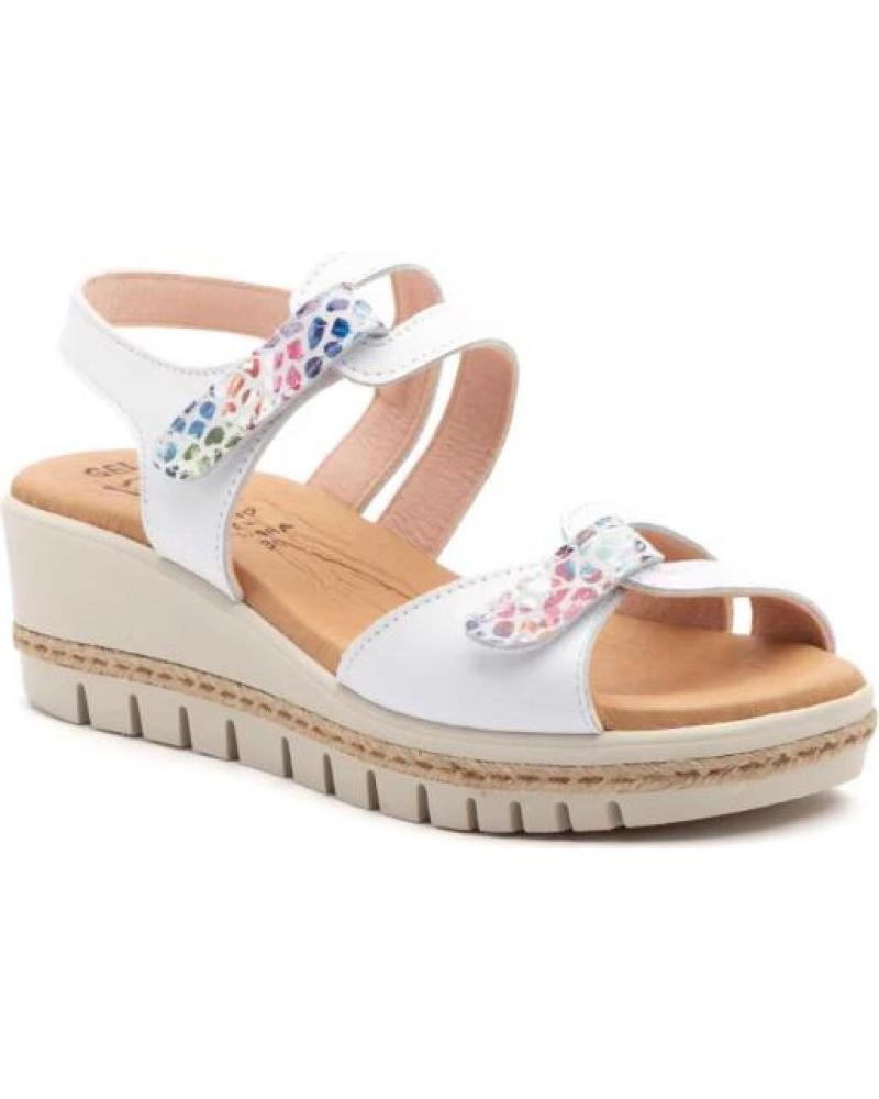 SANDALIAS DE CUÑA ALTO ESTILO CON VELCRO, FABRICADAS EN ESPAÑA BLANCO