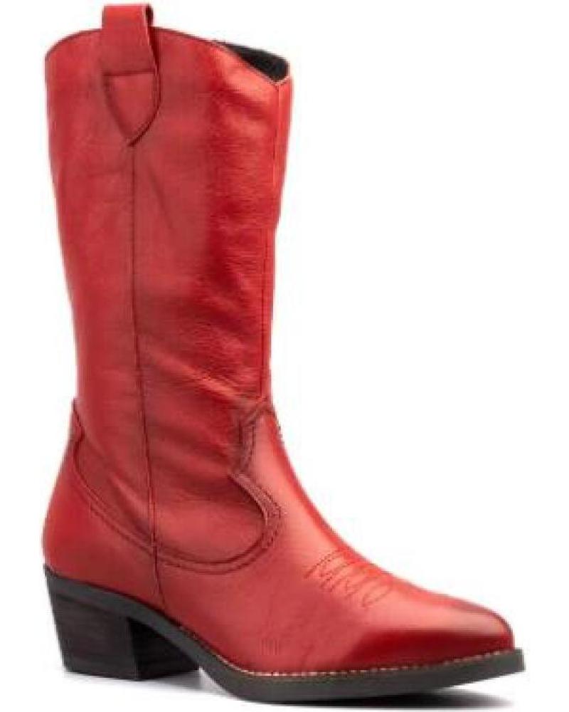 BOTAS COWBOY ALTAS DE PIEL PAR Y MEDIO PARA MUJER ROJO