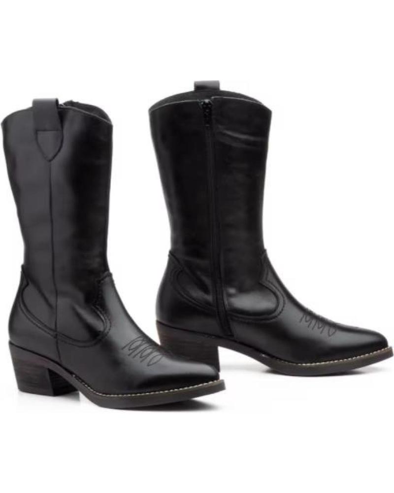 BOTAS COWBOY ALTAS PIEL MUJER PAR Y MEDIO NEGRO NEGRO