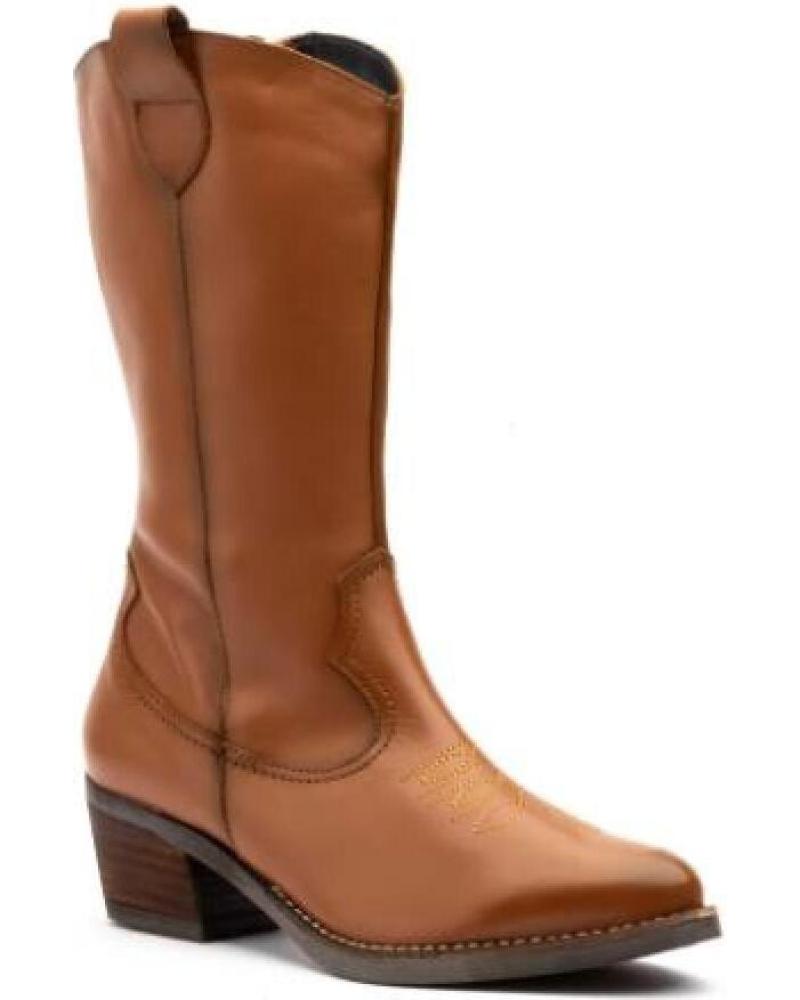 BOTAS COWBOY ALTAS PIEL MUJER PAR Y MEDIO MARRÓN MARRóN