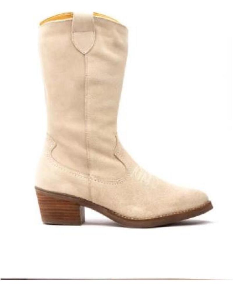 BOTAS CAMPERAS ALTAS PIEL MUJER PAR Y MEDIO BEIGE BEIGE