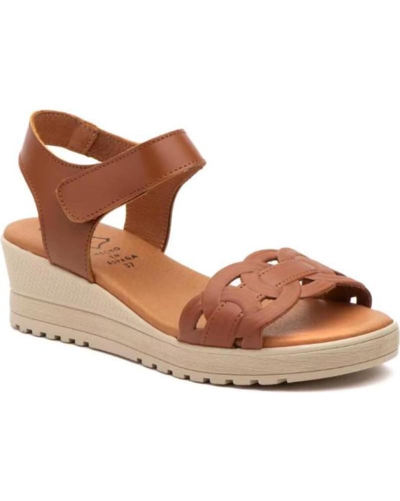 SANDALIAS DE CUÑA CON CIERRE DE VELCRO PARA MUJER ALTO ESTILO MARRóN