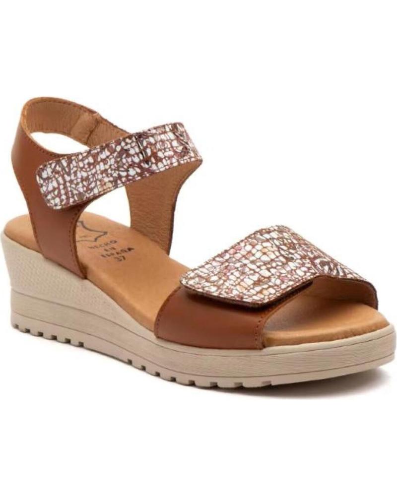 SANDALIAS DE CUÑA CON VELCRO PARA MUJER ALTO ESTILO - HECHAS EN ESPAÑA - MARRÓN MARRóN