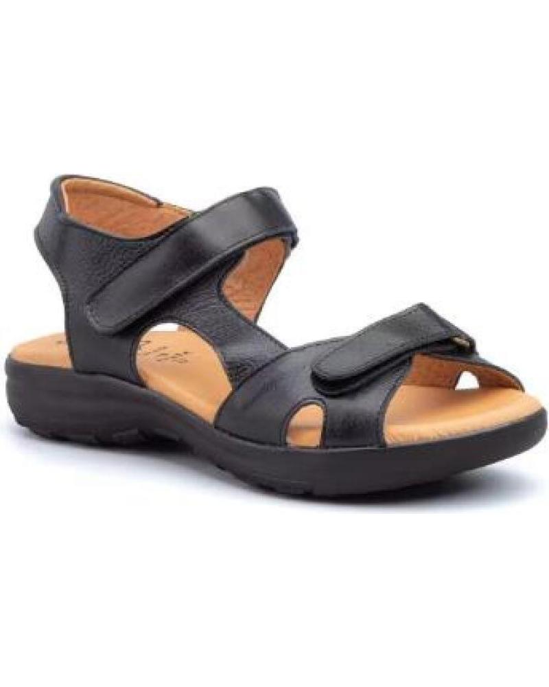 SANDALIAS PLANAS ALTO ESTILO CON DOBLE CIERRE DE VELCRO NEGRO PARA MUJER NEGRO