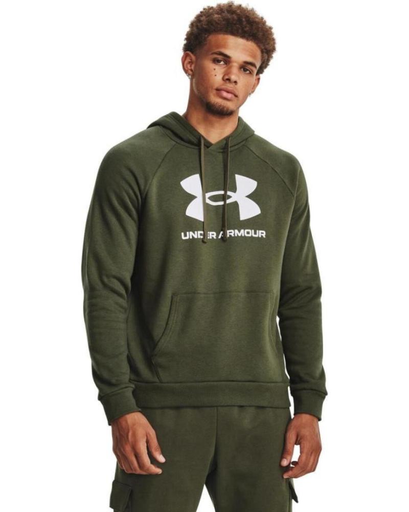 UNDER ARMOUR RIVAL SUDADERA CON CAPUCHA LOGO HOMBRE VERDE VERDE