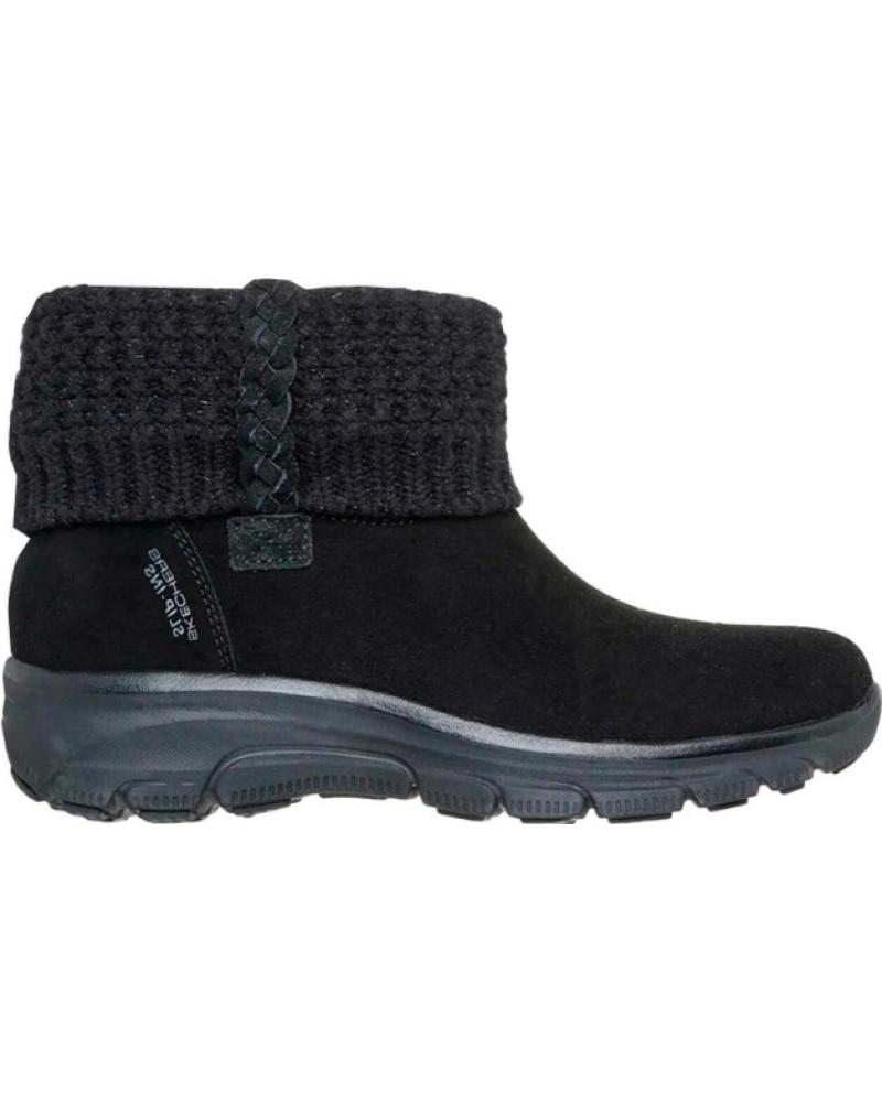 BOTINES SKECHERS EASY GOING - COZY LOVIN MUJER NEGRO CON PUÑO TEJIDO NEGRO