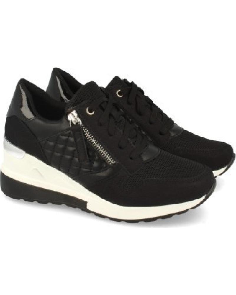 ZAPATILLAS CASUAL SPORT3PUNTO0 9590 NEGRAS PARA MUJER CON CREMALLERA LATERAL Y SUELA DE CUÑA VARIOS COLORES