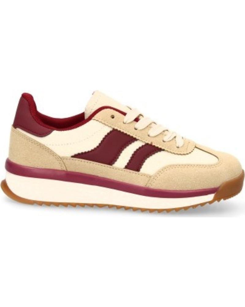 ZAPATILLAS CASUAL SPORT3PUNTO0 8855 CREMA CON DETALLES BURDEOS VARIOS COLORES