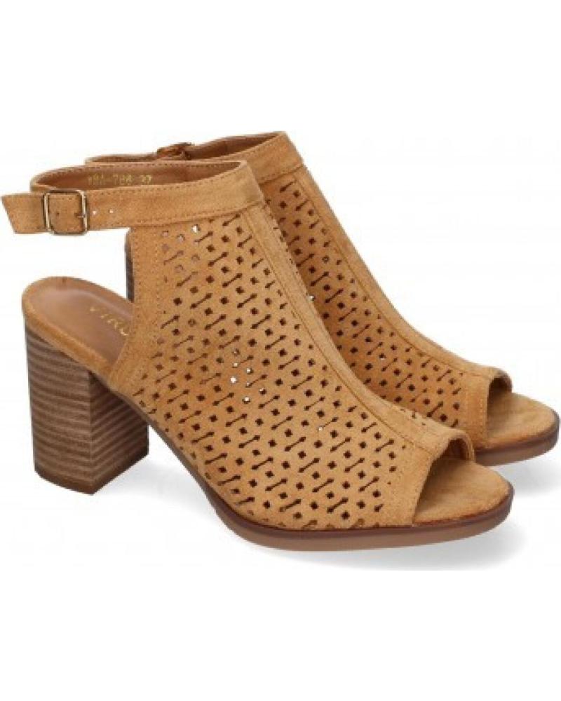 SANDALIAS DE TACÓN BLOQUE PEEP-TOE SPORT3PUNTO0 VRA-786 DE CUERO VARIOS COLORES