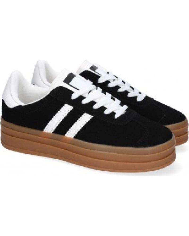 ZAPATILLAS CASUAL MUJER SPORT3PUNTO0 EV-508 NEGRAS CON TIRAS EN CONTRASTE VARIOS COLORES