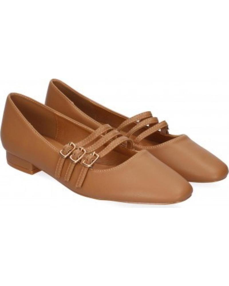 ZAPATOS BAILARINA MUJER SPORT3PUNTO0 HF-3325 CAMEL CON TIRAS CRUZADAS Y HEBILLAS VARIOS COLORES