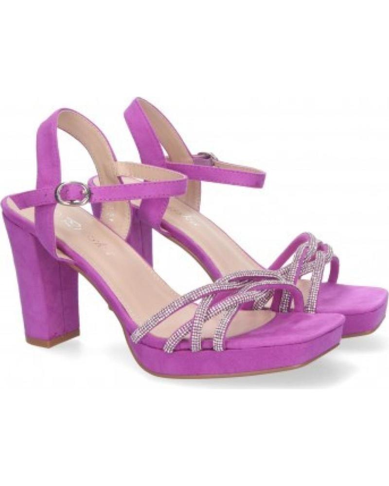 SANDALIAS DE VESTIR SPORT3PUNTO0 WXL772 LILA CON TACÓN ANCHO Y DETALLES BRILLANTES VARIOS COLORES