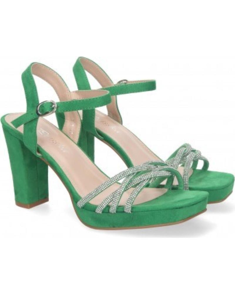 SANDALIAS DE VESTIR SPORT3PUNTO0 WXL772 VERDE CON TACÓN ANCHO Y DETALLES BRILLANTES VARIOS COLORES