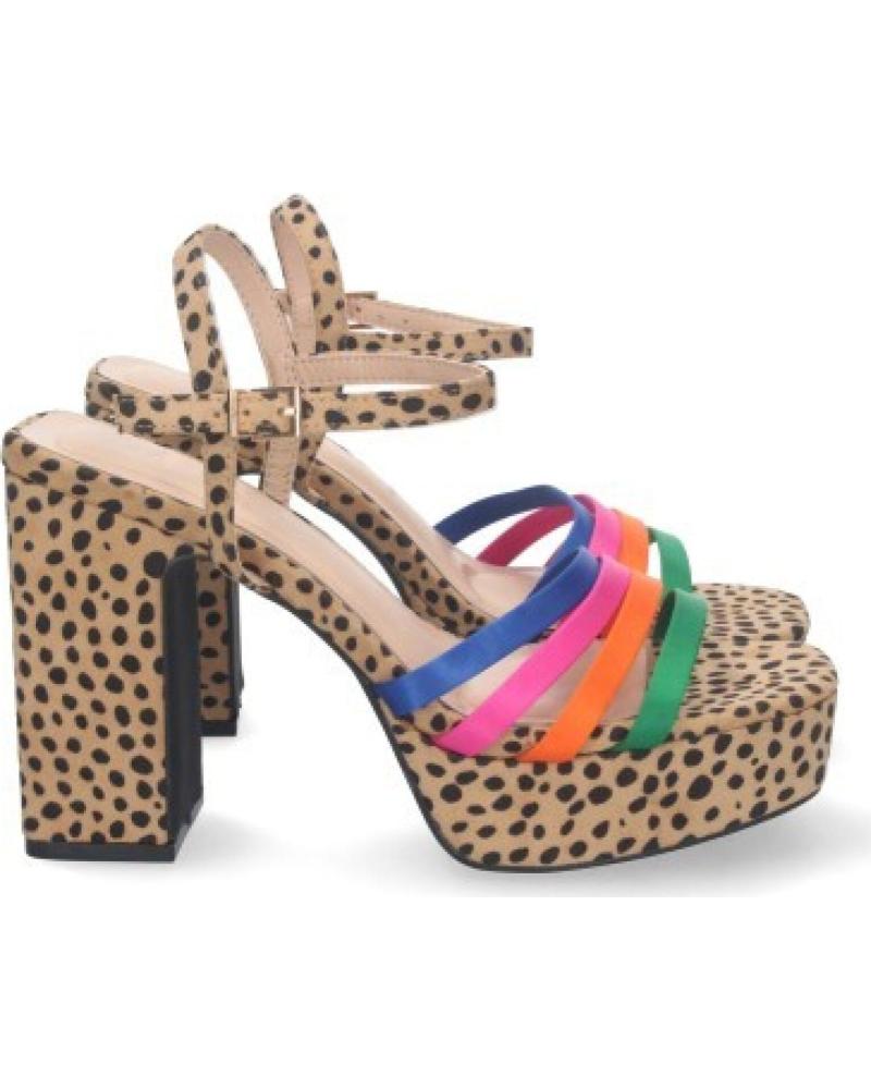SANDALIAS DE PLATAFORMA SPORT3PUNTO0 A-2308 CON ESTAMPADO DE LEOPARDO Y TIRAS MULTICOLORES VARIOS COLORES