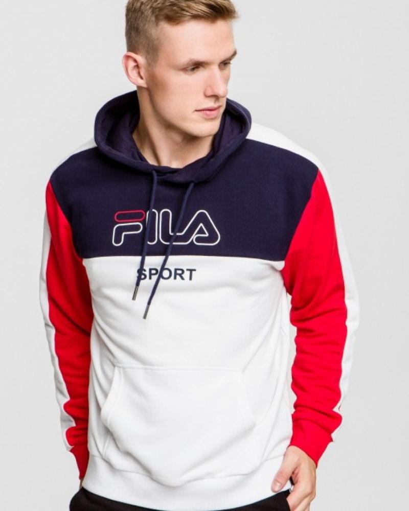 SUDADERA CON CAPUCHA FILA 682858 - DISEÑO COLORBLOCK MARINO, BLANCO Y ROJO AZUL