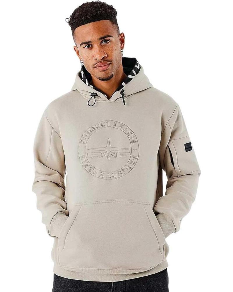 SUDADERA PROJECT X PARIS TEXTURIZADA CON CAPUCHA HOMBRE BEIGE BEIG
