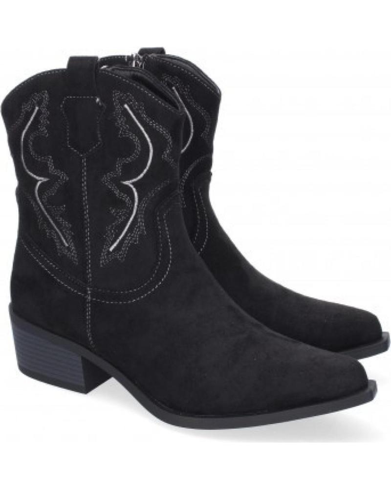 BOTAS COWBOY CORTAS SPORT3PUNTO0 VRA-1160 NEGRAS CON BORDADOS VARIOS COLORES