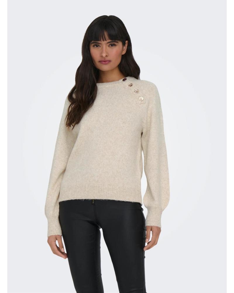 JERSEY ONLY 15302253 DE MUJER CON CUELLO REDONDO BEIG CLARO