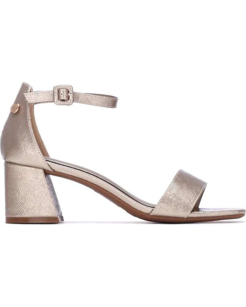 SANDALIAS DE TACÓN BLOQUE CON TIRA AL TOBILLO REFRESH ORO