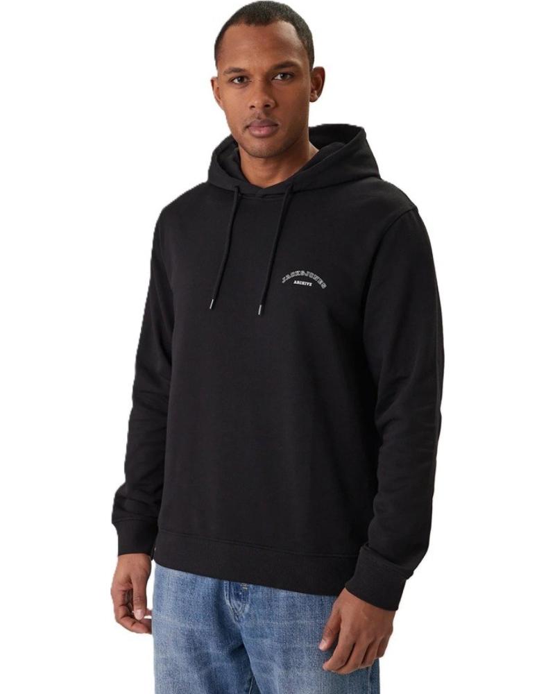 SUDADERA JACK AND JONES COLLEGE LOGO SWEAT HOOD NEGRA HOMBRE NEGRO