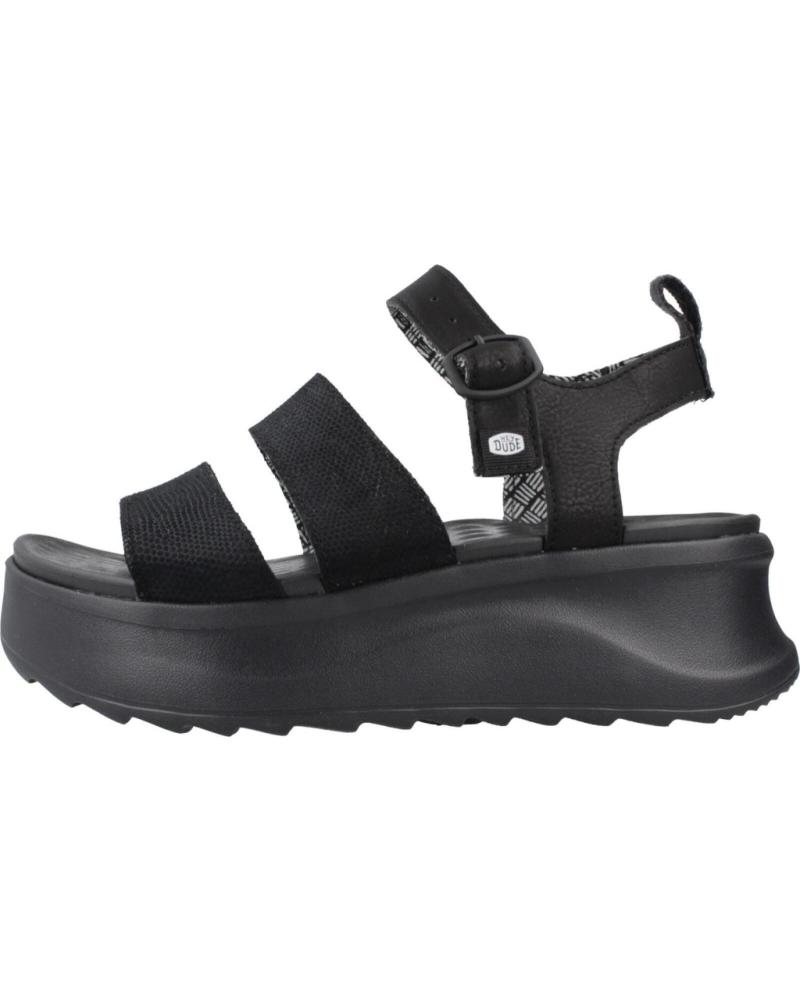 HEY DUDE DELRAY BUCKLE CLASSIC SANDALIAS PLATAFORMA MUJER NEGRAS BLACK
